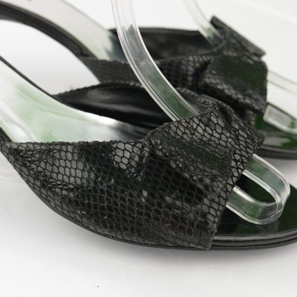 Franco Sarto Womens Narate Sandal Size 9.5 Black Python Cone Heel Mule Slide - Picture 3 of 15